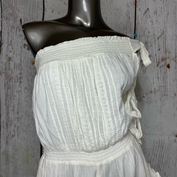 FREE PEOPLE Feelin' Fancy Romper Feminine Ethereal Ruffles Ivory Medium NWT - Picture 12 of 16